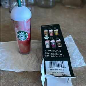 Starbucks Pink and White Cold Cup Keychain